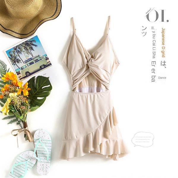 

hpwz0 japan and south korea ins super fairy fashion female hollow-out conservative slimming one-piece dress swimsuit skirt spring swimsu, White;black