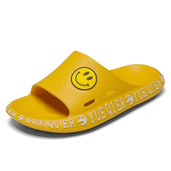 

2020 men's and women's roomy summer slides comfort water shoes eva lightweight beach slippers non-slip sandals smile face, Black