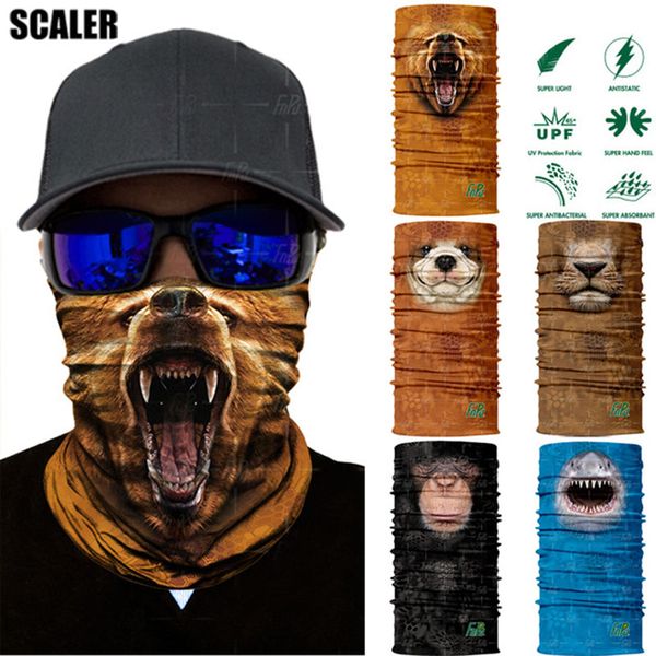 

3d seamless bandana animal neck scarf multifunctional headwears cycling bandana coif wolf monkey camping hiking ski magic scarf, Black