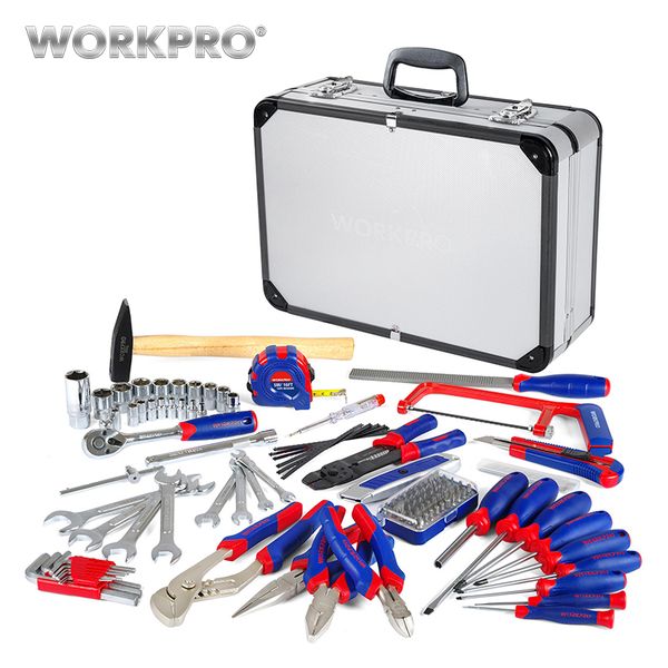 

workpro 119pc home tool set with aluminum box tool kits household set hand tools