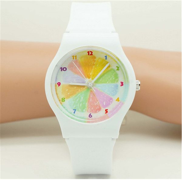 

selling women girls fashion jelly orange face wristwatches with japan movement ladies dress gift silicone waterproof watch, Slivery;brown