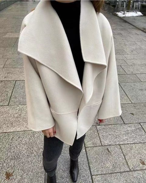 

женщины сплошной цвет пальто кардиган свободные повседневные куртки с карманами, Black