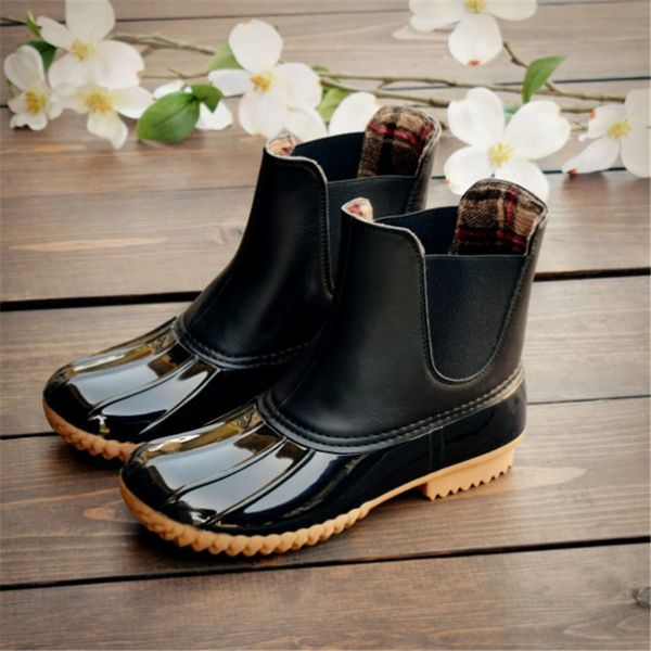 Venda Quente-Oots New Inverno Botas Menina Sapatos Ankle Boots PVC Adultos Slip-On Waterproof Respirável Respirável Sapatos Rainy