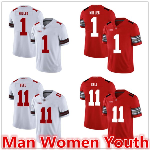 

customize ncaa ohio state buckeyes football jerseys braxton miller 1 vonn bell 11 nick vannett 81 jersey any name number size s-5xl, Black