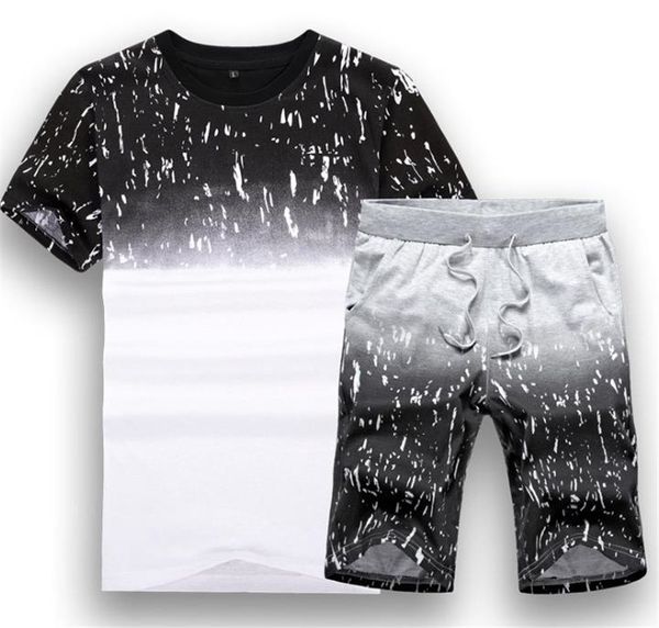

gradient mulit clothing fashion short sets sleeve tracksuits shorts mens designer summer males casual mens styles 2pcs lnjes, Black