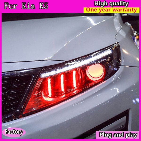 

car styling head lamp for kia k5 headlights 2014-2015 optima led headlight angel eye led drl hid bi xenon auto accessories
