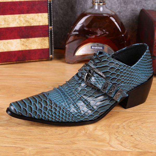 

plus size italian pointed toe lace up man banquet alligator foorwear high heels genuine leather men's wedding party shoes sl252, Black