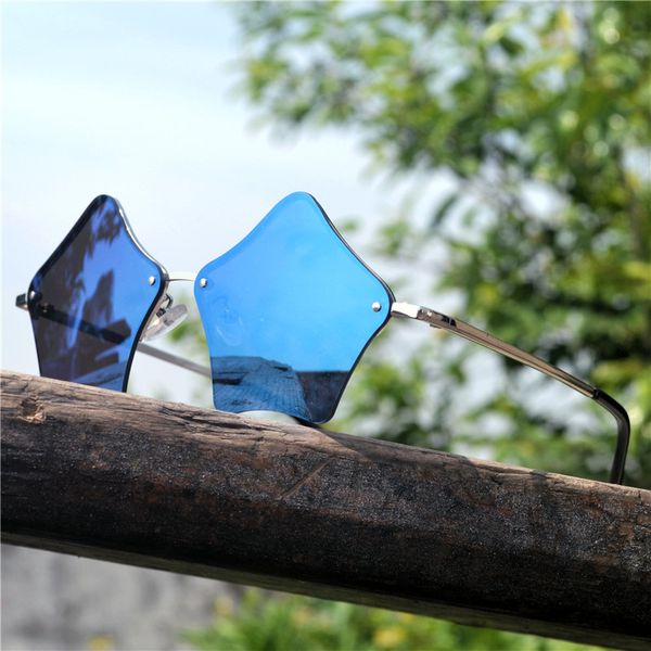 

design little stars sunglasses hollow geometric sun glasses women men brand uv400 personality creative metal frame fml, White;black