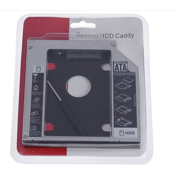 

universal aluminum 2nd hdd caddy 12.7mm sata iii for 2.5" 12.5mm 9.5mm 9mm 7mm ssd hdd case enclosure + dual led for lapodd