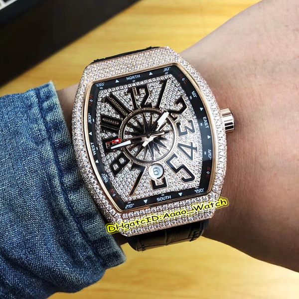 

New men 039 collection vanguard v 45 c dt yachting teel ca e diamond dial automatic men watch black leather trap port watche high