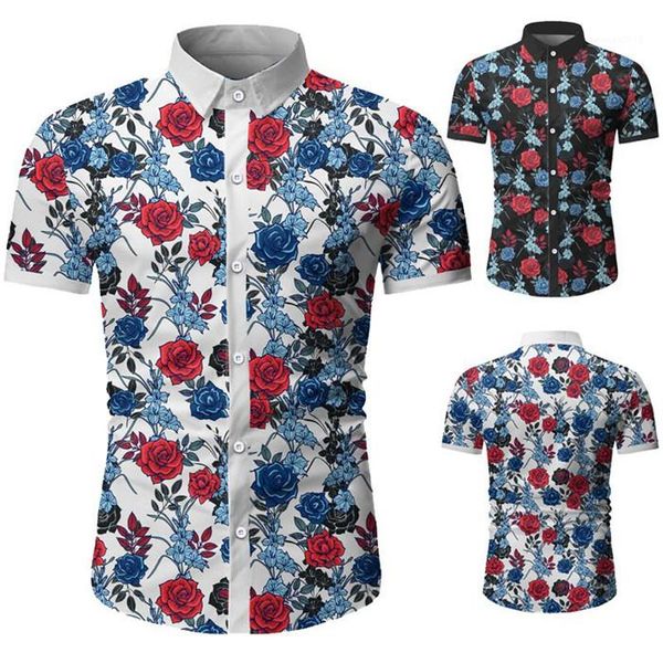 

summer shirt turn down collar slim fit casual shirt male designer clothing floral short sleeve, White;black
