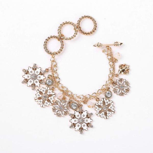 

new luxury designer bling diamond christmas snowflake womens enamal charms chain bracelets christmas bracelet jewelry gifts for women girls, Black