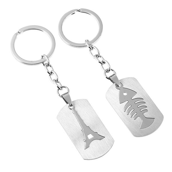 

simple fashion european and american jewelry golden tower fishbone stainless steel key link, Silver