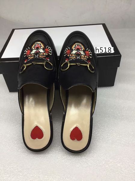 

new sale 423513 princetown designer classic slippery metal buckle beach slippers soft lovers shoes high-quality4, Black