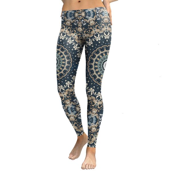 

tights leggings new arrival 2019 leggings women mandala flower digital print fitness leggins pants elastic workout plus size legging, Black