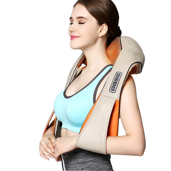 

home car shiatsu u shape cervical neck shoulder 16 rollers massager shawl pain relief body relaxing back massage health care