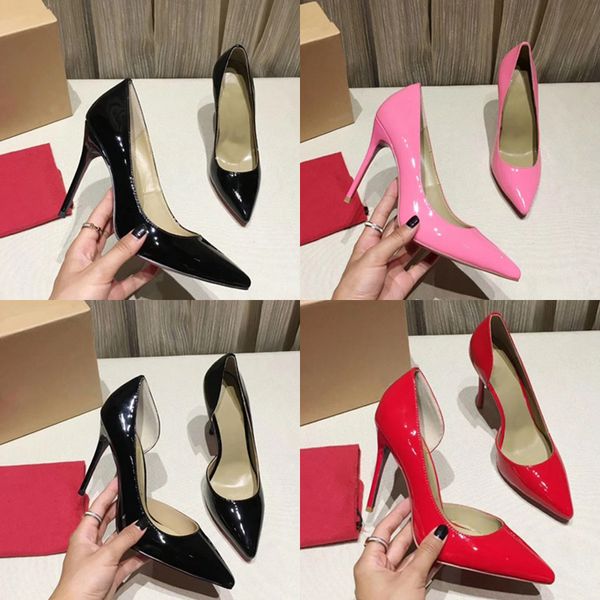 

women red bottom pumps high heels shoes peep toe stiletto dress shoes platform patent leather party wedding dress shoes, Black