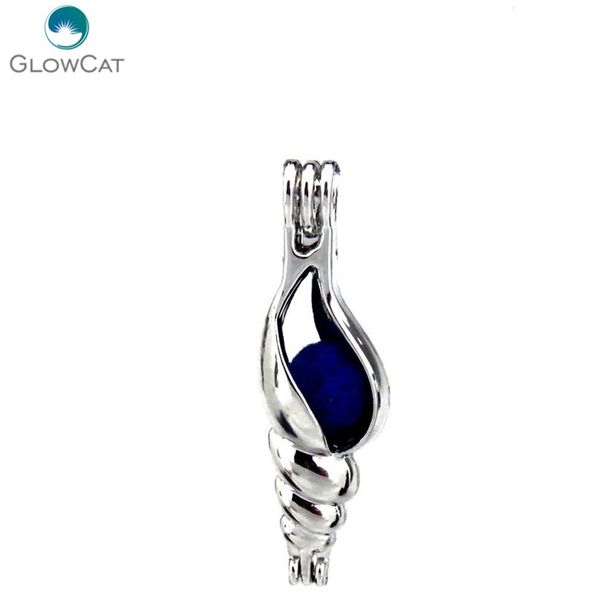 

k446 5pcs/lot conch shell pearl cage pendant silver chain jewelry pendant fairytale party essential oil diffuser