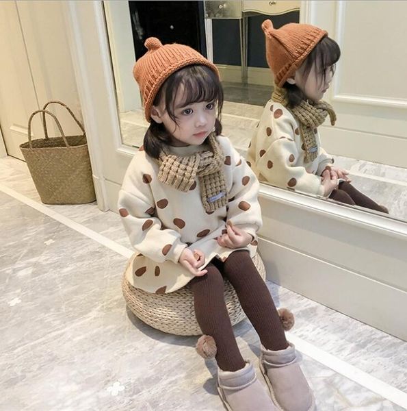 

2019 new style girls dots thicken dress fashion winter girls dresses 2-7t pp264, Red;yellow