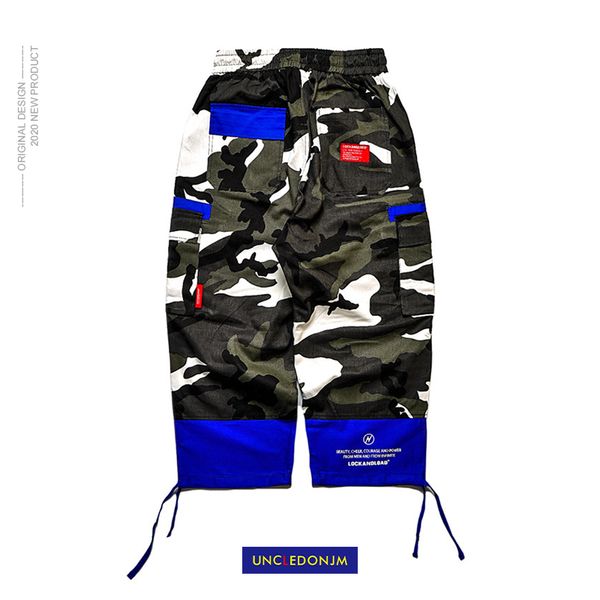 

uncledonjm camo loose cargo pants mens baggy camouflage trousers harem casual hiphop fashion street male streetwear jogger p038, Black
