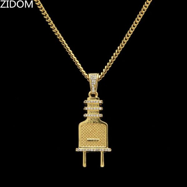 

hiphop gold color trendy plug shape pendant necklace 60cm cuban link chain necklaces for women or men drop shipping, Silver