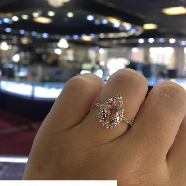

18k rose gold pink diamond rings heart- shaped bague or jaune bizuteria anillos de jewelry for women diamante gemstone ring j190704, Slivery;golden