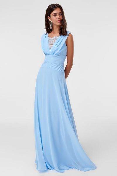 

trendyol detailed tpraw19vh0017 blue lace evening dress, White;black