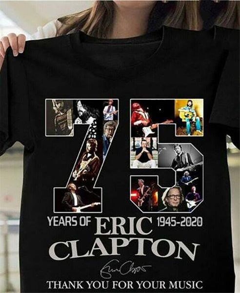 

men's t-shirts eric clapton 75 years anniversary thank you for your music t-shirt funny tee shirt, White;black