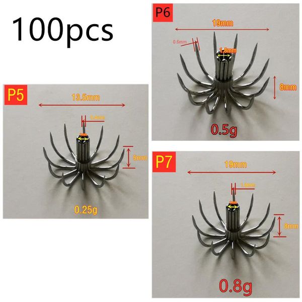 

100pcs stainless steel small squid hooks p5 p6 p7 umbrella mini tool fishing spain fish bait lure artisan accessories jig pesca