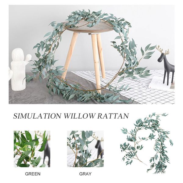 

fashion artificial willow vine 1.7m wedding gray/green creative party artificial eucalyptus rattan simulation willow leaves