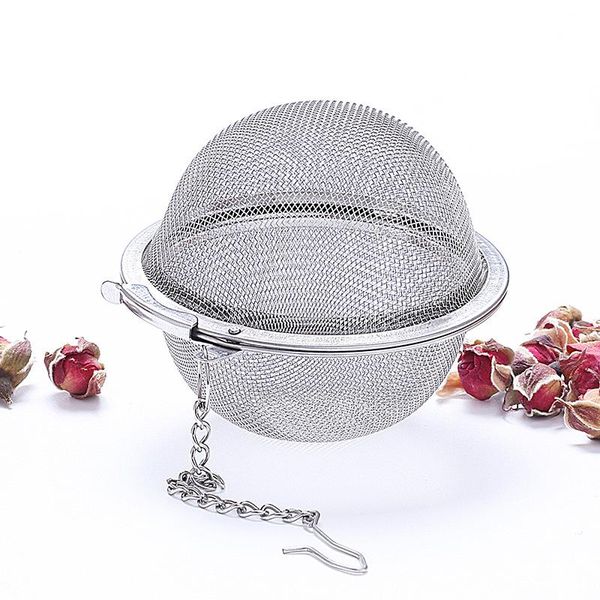 

coffee tea tools tea strainer 304 stainless steel tea pot infuser mesh ball filter with chain tea maker tools