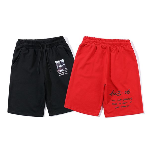 

Mona Lisa Print Mens Shorts Summer Designer Black Drawstring Sports Short Pants Fashion Running Male Shorts