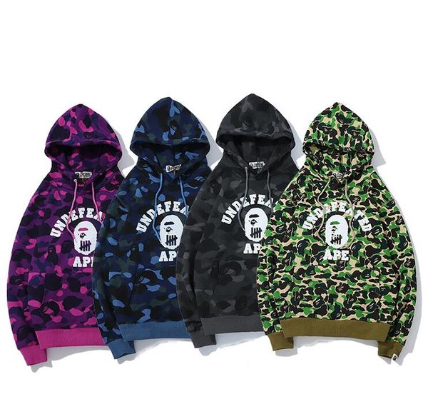 

19 bape hooded hirt brand de igner hoodie ape joint name plu velvet weater camouflage letter printing authentic quality, Black