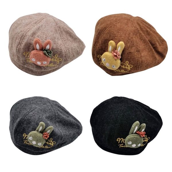 

baby hat casual fashion baby cartoon hats kids toddler cute letter embroidered caps children's berets, Yellow