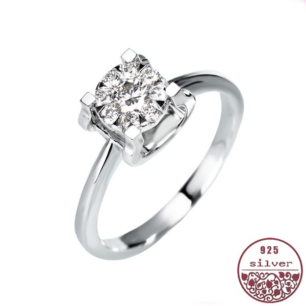 

s925 sterling silver light arm bull head solitaire предложение простое четыре годовщины свадьбы женские модели обручальное кольцо, Golden;silver