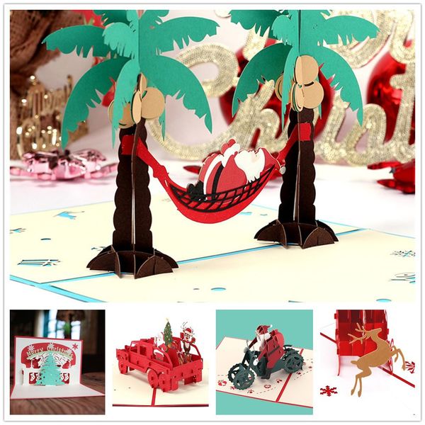

1pcs 3d up greeting cards with envelope laser cut post card for birthday christmas new year party xmas decoration#25