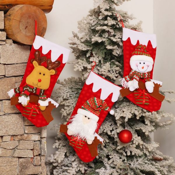 

2019 christmas gift new santa snowman elk christmas socks tree children's gift bags window shopping mall pendant n