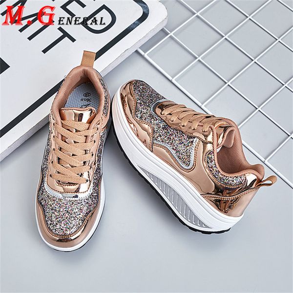 

women's running shoes golden platform sneakers increasing woman sports shoes big size hip-hop women shoe bling swing footwear q5