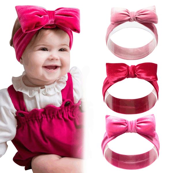 

christmas baby girls headdress kids toddler gold velvet bow hair band boutique headband elastic hair bands baby hair accessories c1773, Slivery;white