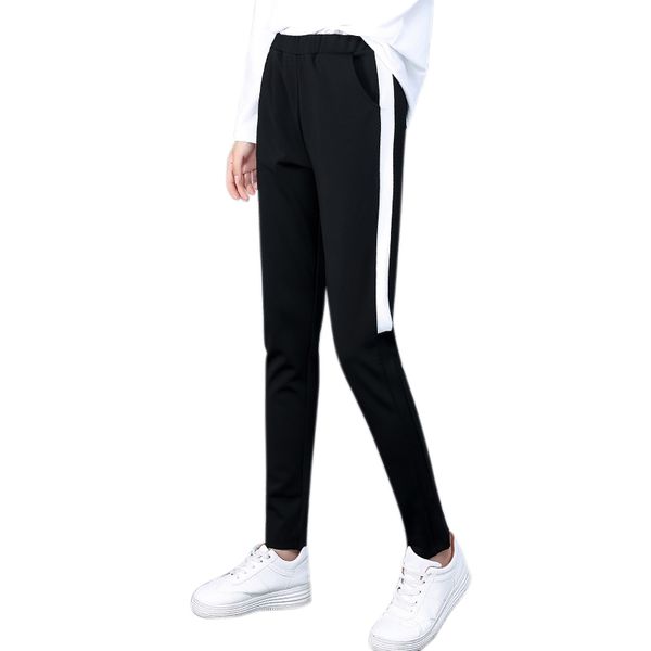 

fashion side striped pants women loose pencil pants spring autumn casual sweatpants elastic waist trousers female, Blue