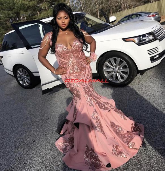 

асо эби стиль русалка выпускного платья 2019 розовый блестками атласная длинные вечерние платья плюс размер знаменитости pageant платье на з, Black