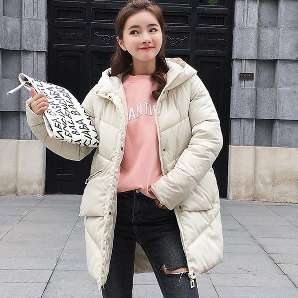 

женские зимние куртки теплый хлопок мягкий 2019 весна осень мода студент утолщенной куртка женская верхняя одежда белый, розовый, черный, Black;brown