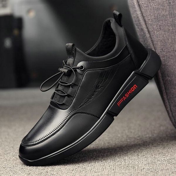 

2019 autumn new men leather casual shoes men loafer driving shoes work business casual sneakers male flats lm-43, Black