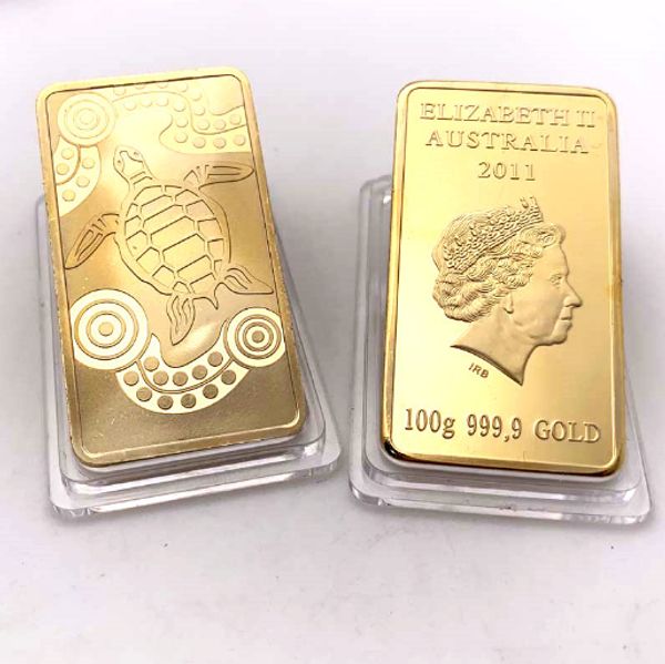 

new arrival 1 troy oz 2011 year elizabeth ii australia 999.9 gold bar tortoise design gold plated bullion bar metal crafts art gifts
