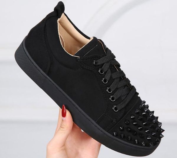 

new designer sneakers bottom is red shoe low cut suede spike shoes for men and women casual shoes party wedding crystal leather sneaker cs05, Black