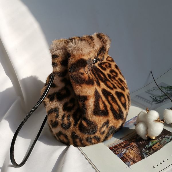 

плюшевых сумки женской кулиска leopard печати ковш сумка одно плечо сумка сумки