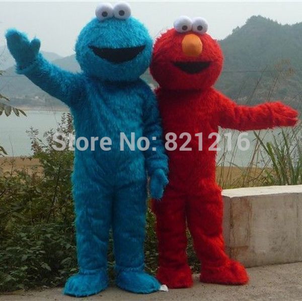 

wholesale price for both sesame street elmo cookie monster mascot costume for cartoon costume ing, Red;yellow