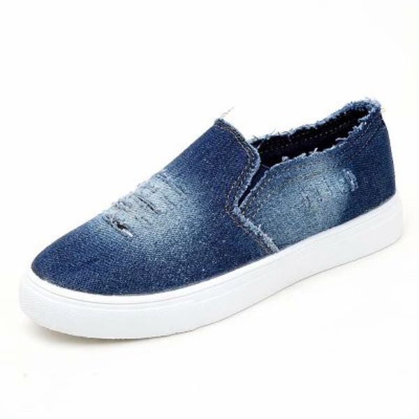 

2019 new summer men shoes breathable slip-on cut-out denim casual canvas shoes flat heels size 35-44, Black