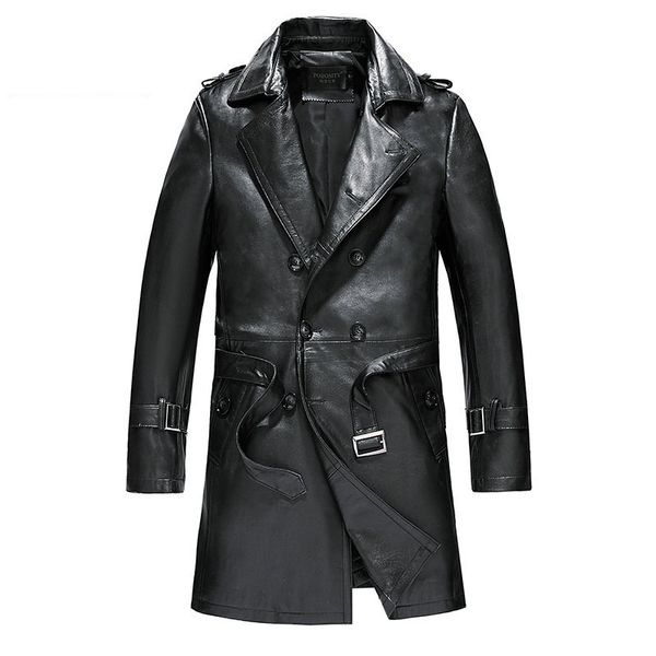 

yolanfairy geniune leather jacket sheepskin leather jackets men's windbreakers spring autumn plus size streetwear wzm11994 mf048, Black