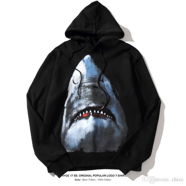

18ss brand designer winter europe paris streetwear black felpa shark printed hoodie men's sweatshirt stars cotton jersey women hoodies